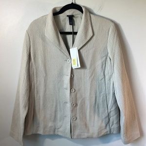 NWT Eileen Fisher Cream Textured Jacket Blazer Size Large